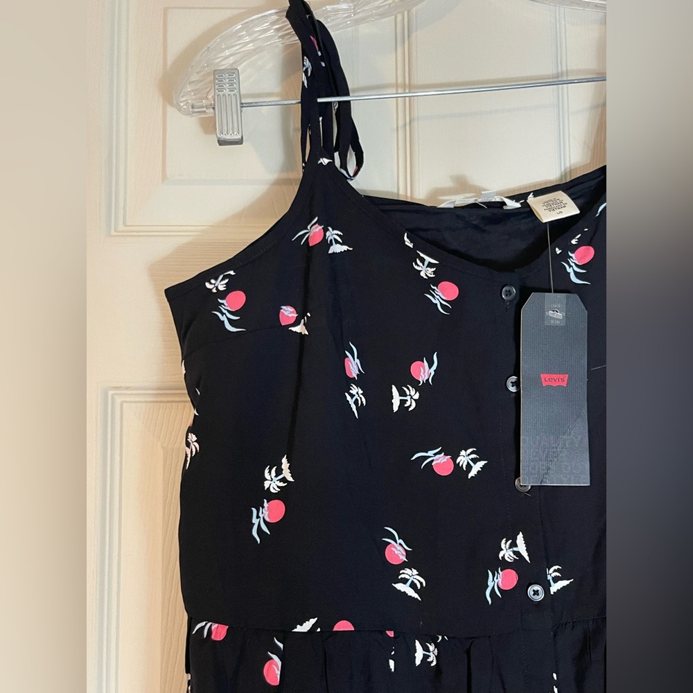 NWT: MINI Black Lined Dress with Pink Accent Tropical Pattern Size Large - Picture 4 of 9